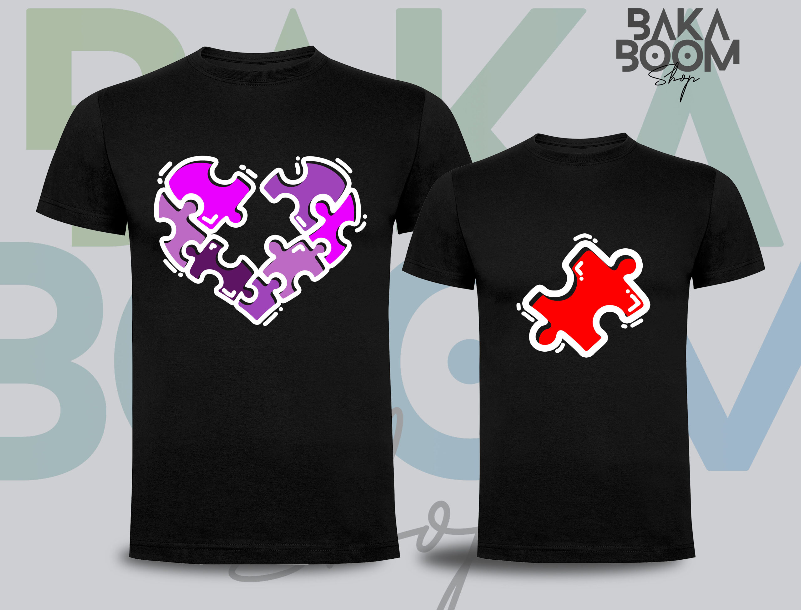 PACK CAMISETAS CORAZON PUZZLE - Imagen 2
