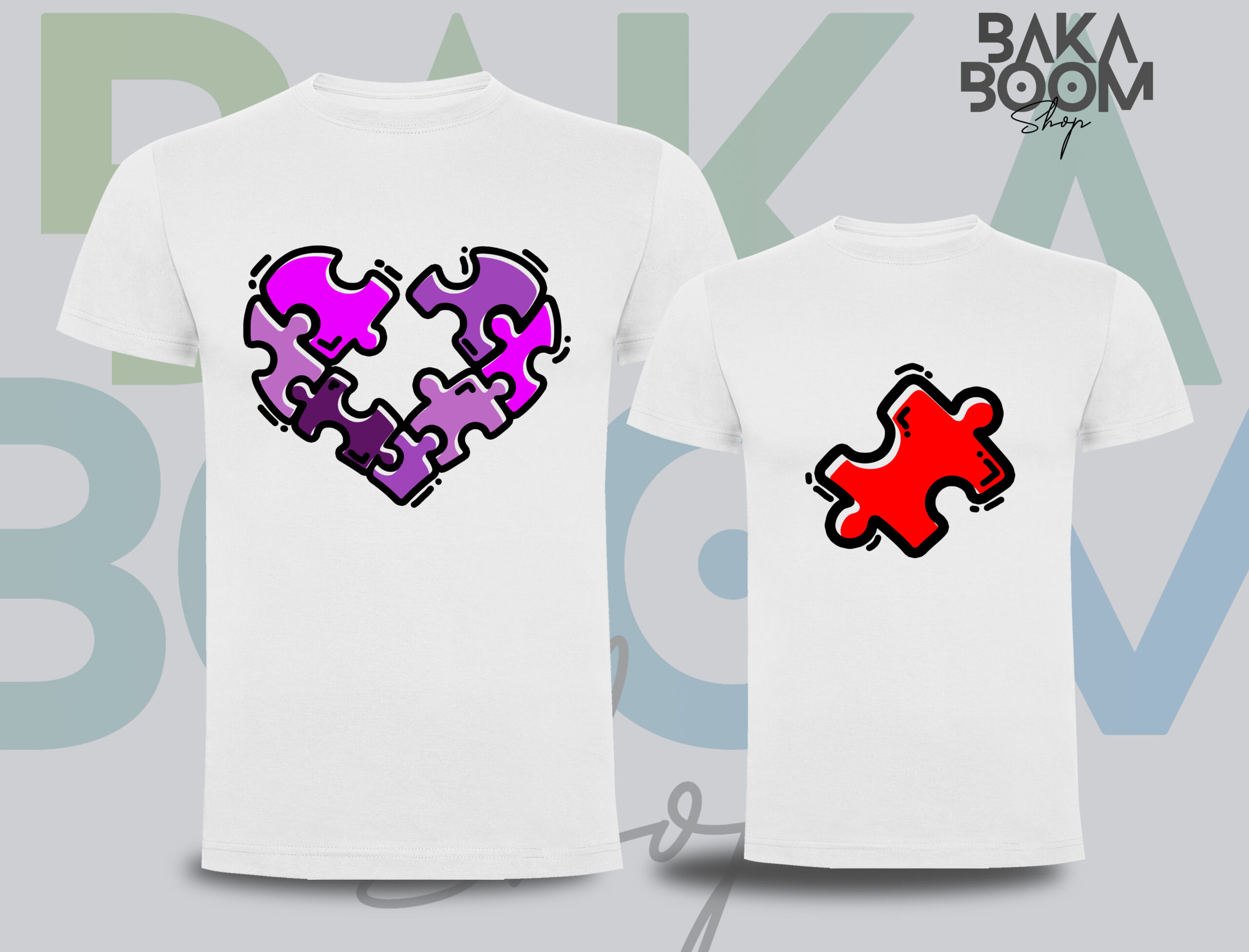 PACK CAMISETAS CORAZON PUZZLE